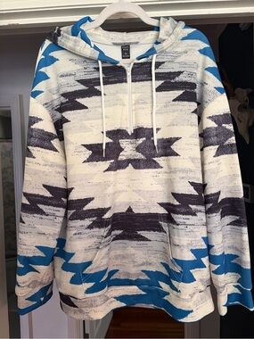 Western Hooded Pullover Sweater